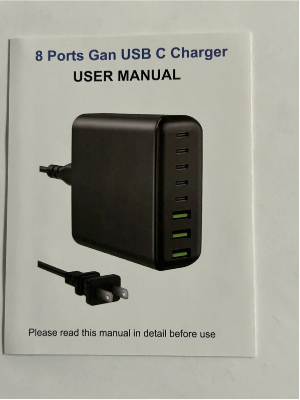 Mugueo 8-POrt USB-C Charger Model B300 5F Power Cord Included